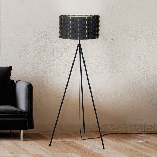 EGLO Lampă de podea Marasales din textil, 3 picioare, Negru, Camera de zi / sufragerie, Țesătură / Textil, Modern, Tripod