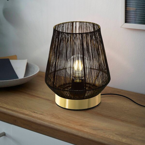 EGLO Lampă de masă Escandidos, negru/auriu, Negru, Camera de zi / sufragerie, Metal