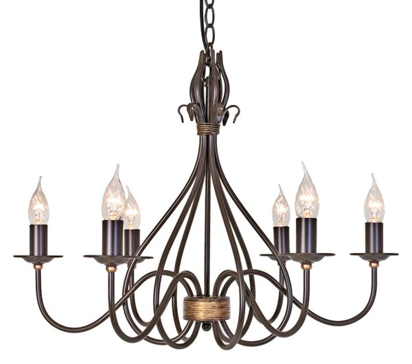 Elstead Candelabru Windermere 6 becuri, reglabil, Maro / Rugină, Camera de zi / sufragerie, Metal, Casă de țară / Rustic