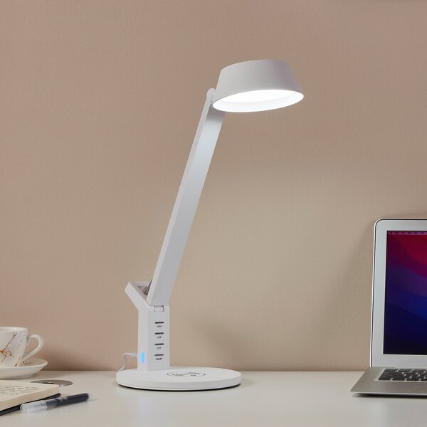 EGLO Lampă de masă LED Banderalo CCT dimabilă QI alb, reglabil, Alb, Studiu / Birou, Plastic, Modern