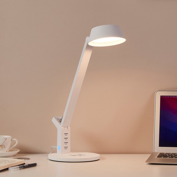 EGLO Lampă de masă LED Banderalo CCT dimabilă QI alb, reglabil, Alb, Studiu / Birou, Plastic, Modern