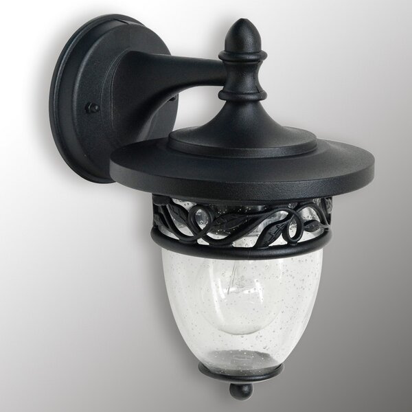 Elstead Aplică exterior Burford-abajur din sticlă cu bule, reglabil, Negru, Metal, Antichitate