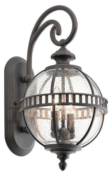 KICHLER Aplică de exterior Halleron, Ø 25.4cm, londonderry, Gri, Sticlă, Antichitate