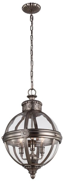 FEISS Lampă suspendată Adams Ø 37 cm nichel, reglabil, Metalic, Camera de zi / sufragerie, Metal, Antichitate, glob