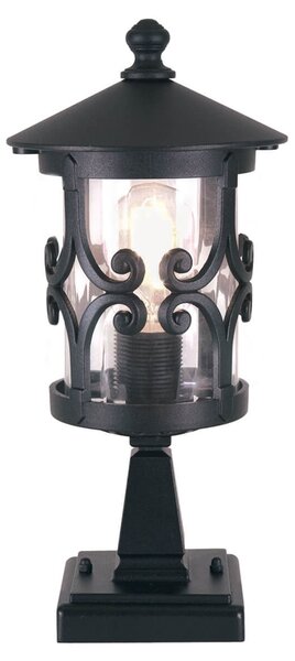 Elstead Lampă cu soclu Hereford, negru, aluminiu, sticlă, înălțime 34 cm, Negru, Metal, Antichitate, Felinar