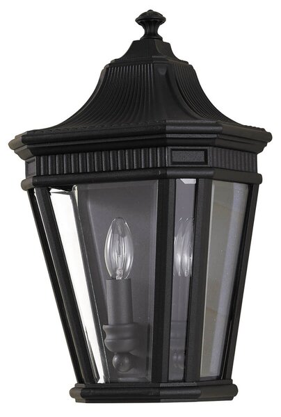 FEISS Aplică exterior Cotswold Lane negru semi-felinar, Negru, Metal, Antichitate, Priză de perete top
