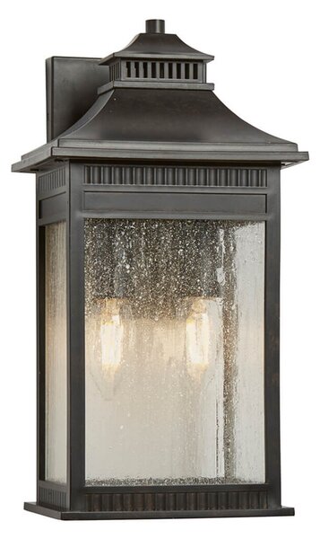 QUOIZEL Aplică de exterior Livingston medie, h=35,6cm, Bronz / Alamă Veche, Sticlă, Maritimă, Felinar