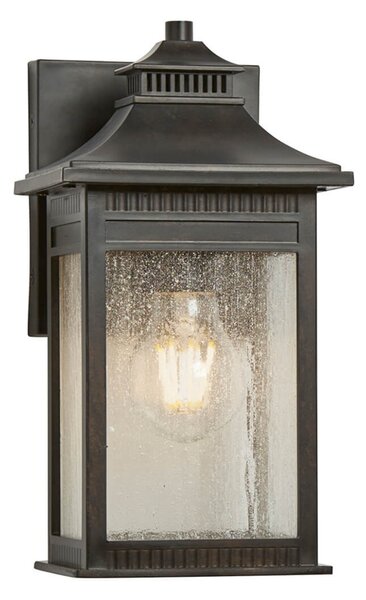 QUOIZEL Aplică de exterior Livingston small, h=28,3cm, Bronz / Alamă Veche, Sticlă, Maritimă, Felinar