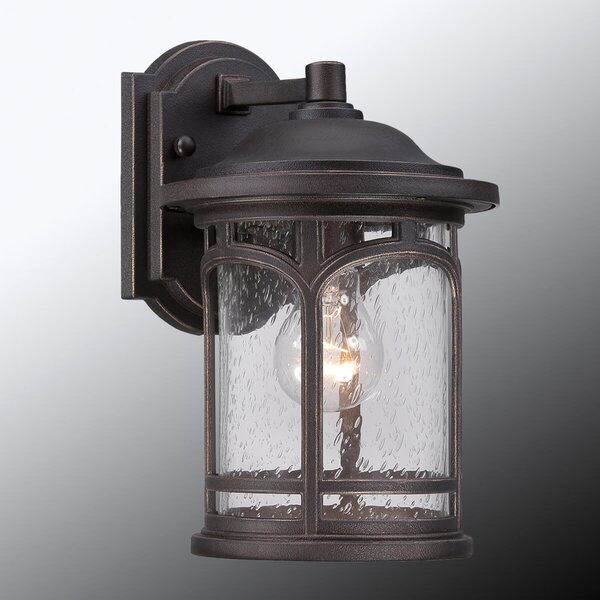 QUOIZEL Aplică de exterior Marblehead, înălțime 28 cm, Bronz / Alamă Veche, Sticlă, Maritimă, Felinar