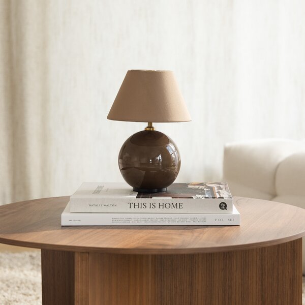 Lampă de masă Globen Lighting, IRIS, reglabil, Maro / Rugină, Camera de zi, Țesătură / Textil, Design