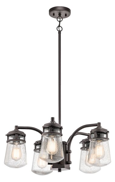 KICHLER Lampă pendul de exterior Lyndon, 5 fluxuri, Bronz / Alamă Veche, Metal, Felinar