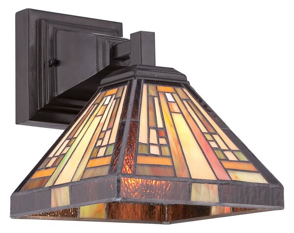 QUOIZEL Aplică de perete Stephen stil Tiffany, reglabil, Multicolor, Camera de zi / sufragerie, Sticlă, Tiffany