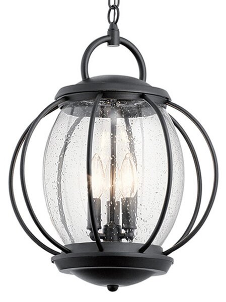 KICHLER Lampă pendul Vandalia 3 becuri, reglabil, Negru, Camera de zi / sufragerie, Metal, Antichitate, glob