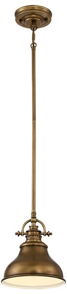 QUOIZEL Lampă suspendată Emery 1 bec alamă Ø 20,3 cm, reglabil, Bronz / Alamă Veche, Camera de zi / sufragerie, Metal, Design industrial