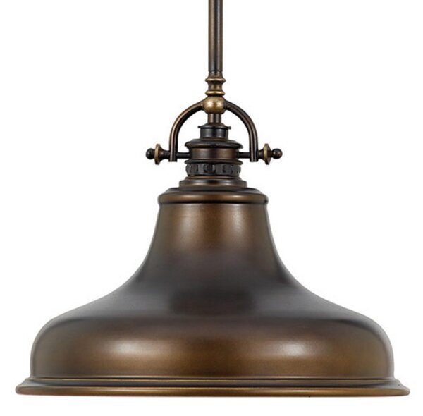 QUOIZEL Lampă suspendată Emery 1 bec bronz Ø 34,3 cm, reglabil, Bronz / Alamă Veche, Camera de zi / sufragerie, Metal, Design industrial