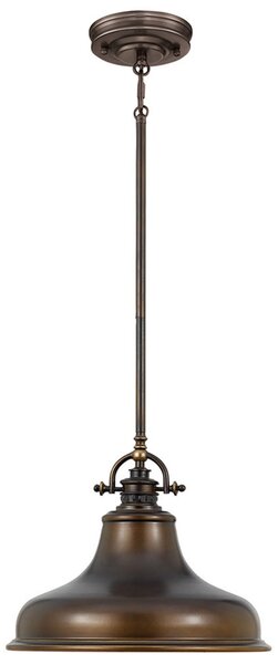 QUOIZEL Lampă suspendată Emery 1 bec bronz Ø 34,3 cm, reglabil, Bronz / Alamă Veche, Camera de zi / sufragerie, Metal, Design industrial