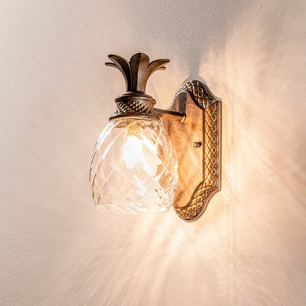 Elstead Aplică perete LED Plantation, lumină în jos, Bronz / Alamă Veche, Baie, Sticlă