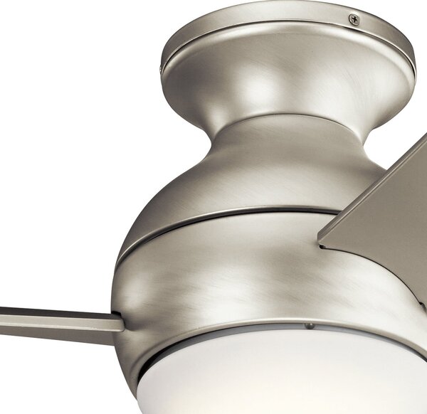 KICHLER Ventilator de tavan cu LED Sola, IP23 nichel, reglabil, Gri, Camera de zi / sufragerie, Plastic