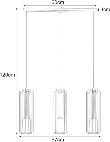 Kaja Gabia lampă suspendată 3x60 W negru K-4936