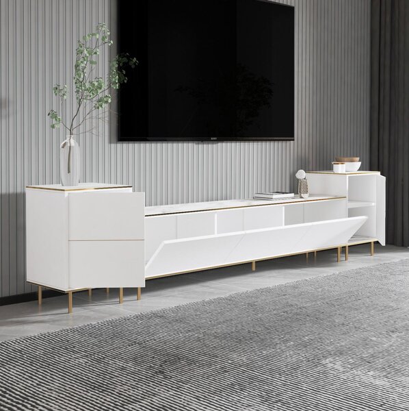 Mobilier living Mamene 3 (marmură deschis + auriu) . 1095702