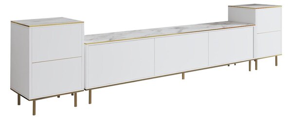 Mobilier living Mamene 3 (marmură deschis + auriu) . 1095702