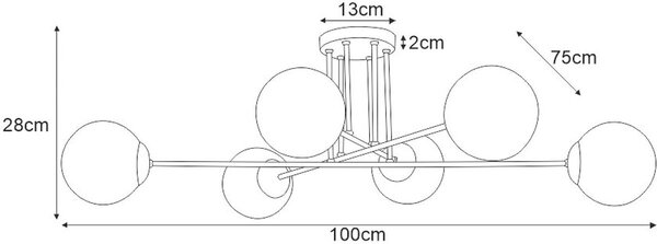 Kaja Isla lampă de tavan 6x40 W alb-negru-patină K-4915