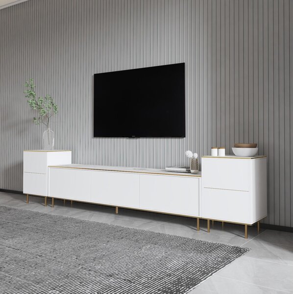 Mobilier living Mamene 3 (marmură deschis + auriu) . 1095702