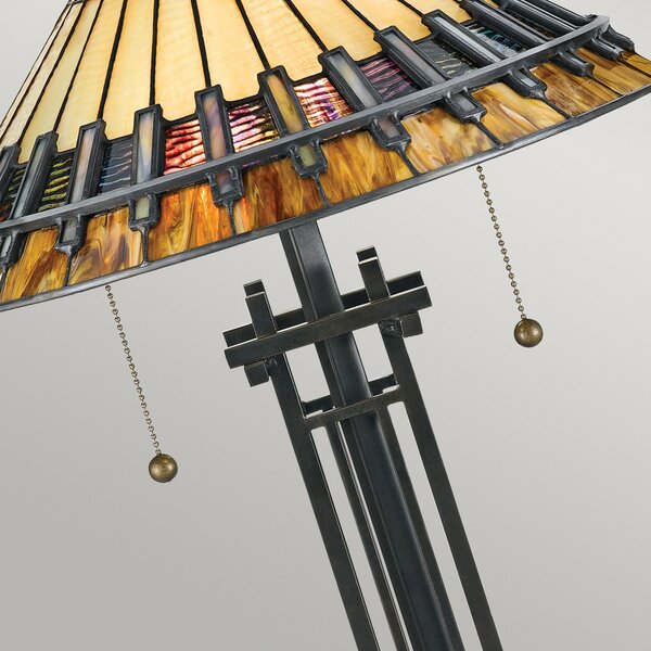 QUOIZEL Lampă de masă Chastain cu abajur Tiffany, Multicolor, Camera de zi / sufragerie, Sticlă, Tiffany