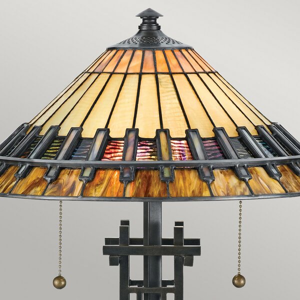 QUOIZEL Lampă de masă Chastain cu abajur Tiffany, Multicolor, Camera de zi / sufragerie, Sticlă, Tiffany
