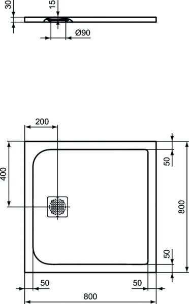 Ideal Standard Ultra Flat cădiță de duș pătrată 80x80 cm bej K8214FT