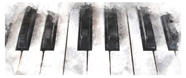 Tablou - Pian, acuarelă (120x50 cm)