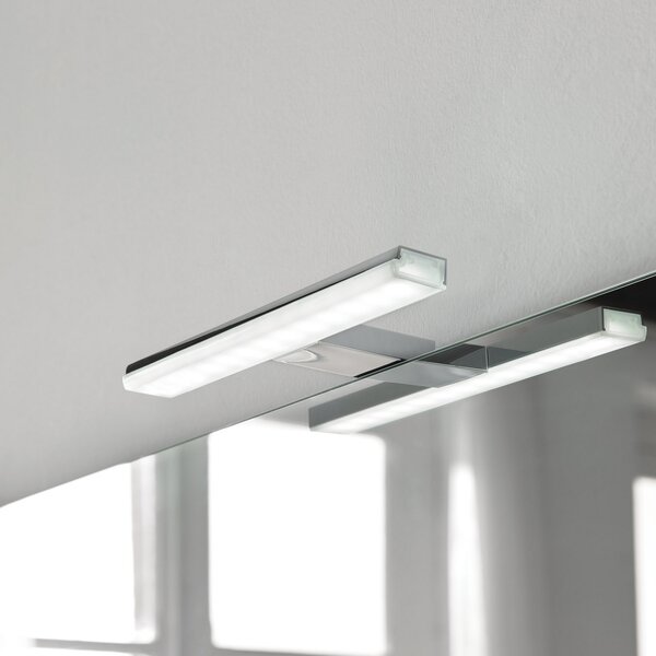 Ebir Lampă cu LED pentru oglindă Pandora, cromată, lățime 30,8 cm, Metalic, Baie, Plastic, Modern