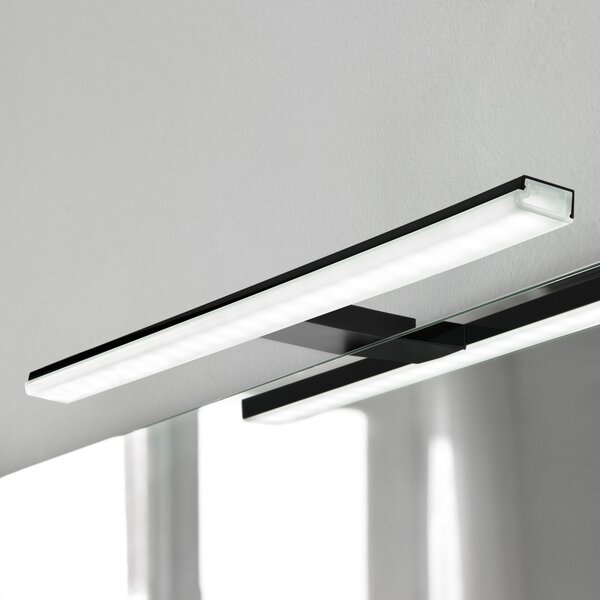 Ebir Pandora LED oglindă cu lumină, negru mat, 30,8 cm, Negru, Baie, Plastic, Modern