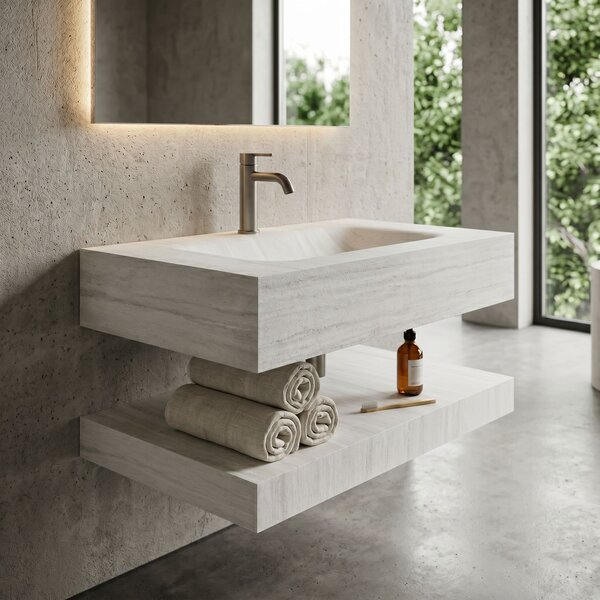 Lavoar suspendat cu raft Rea Apollo Muralto Roma 80
