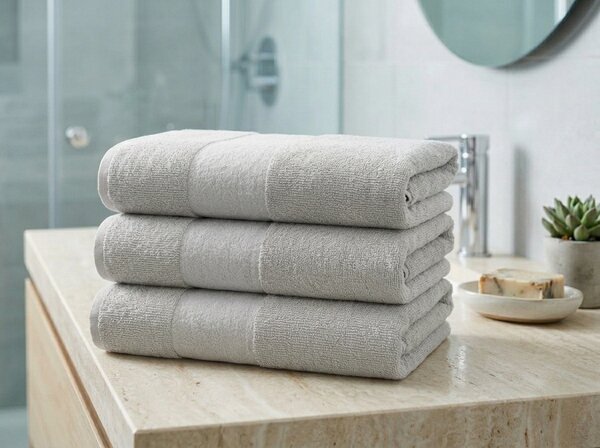 Prosop baie CARRARA 70x140 cm gri deschis, 100% bumbac