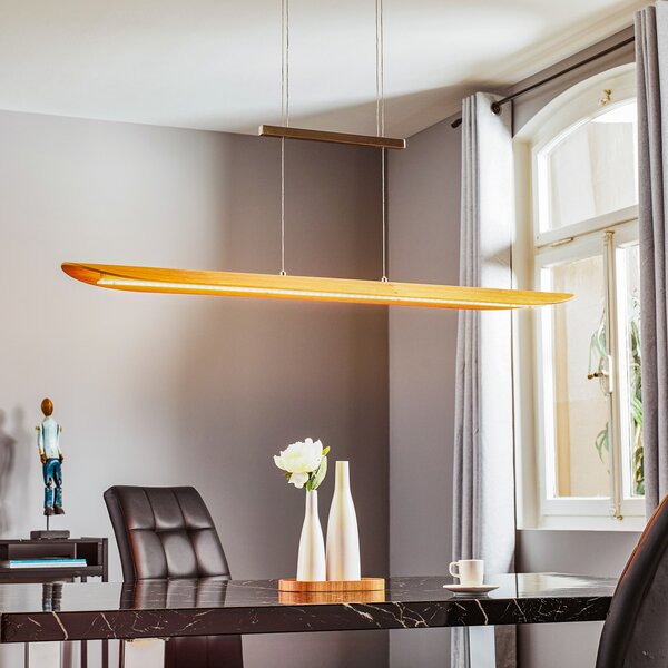 Elobra Lampă pendul LED Colombia XL, stejar natur, reglabil, Lemn, Camera de zi / sufragerie, Lemn, Modern