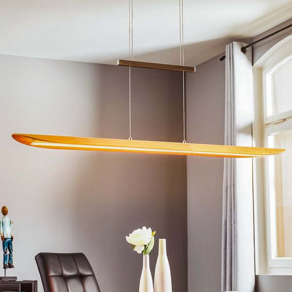 Elobra Lampă pendul LED Colombia XL, stejar natur, reglabil, Lemn, Camera de zi / sufragerie, Lemn, Modern