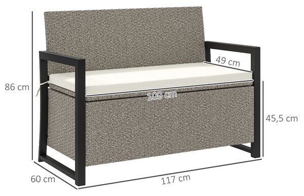 Outsunny Bancă de Grădină cu Spațiu de Depozitare, 117x60x86 cm, Alb Crem | Aosom Romania