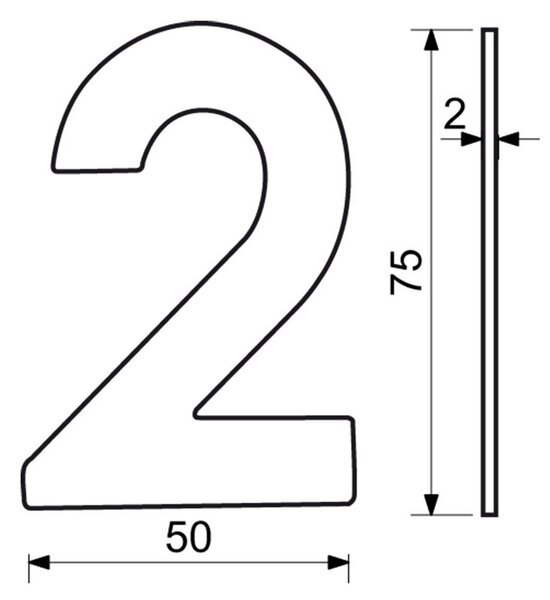 Număr casă 2", RN.75L, negru"