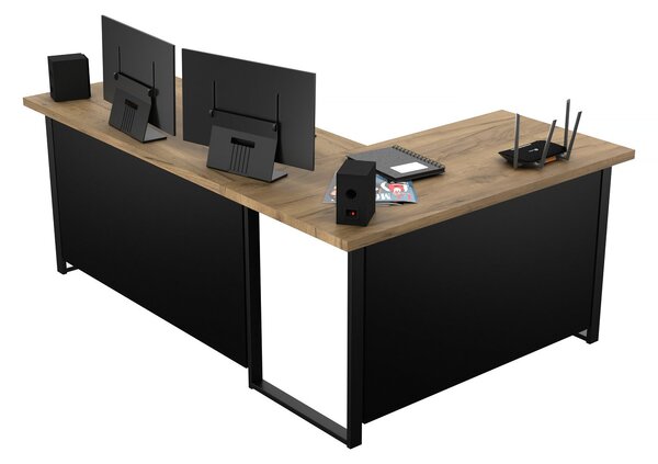 Masă PC de colț Vintid (Stejar craft + Negru). 1054977