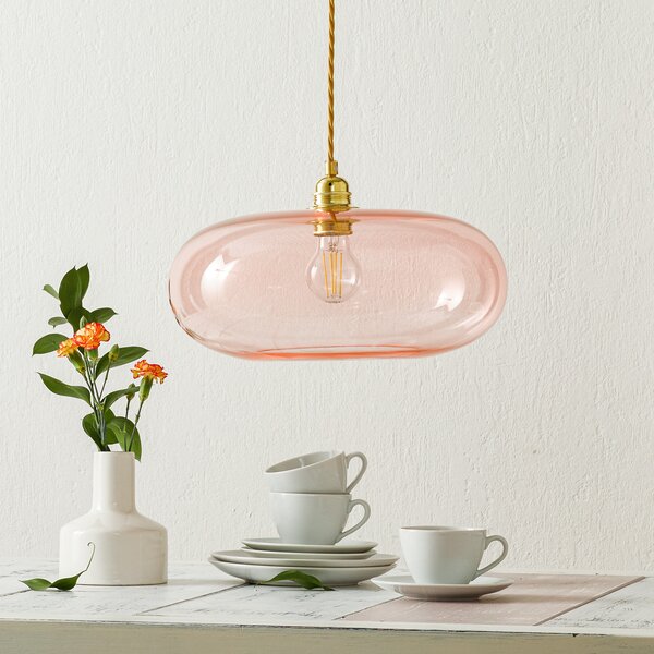 EBB & FLOW Horizon lampă susp. auriu-rosé Ø 36 cm, reglabil, Roz / Rosé, Camera de zi / sufragerie, Sticlă, Scandinavă