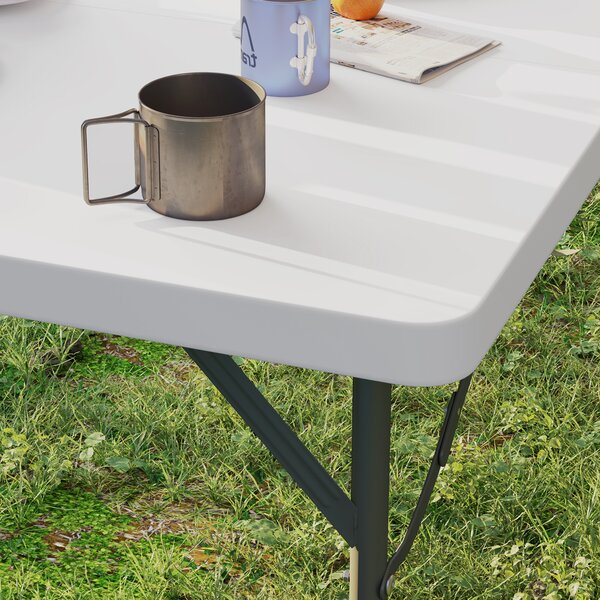 Outsunny Masă de Camping Pliabilă cu 2 Înălțimi Reglabile, 86x86x74 cm, Alb | Aosom Romania
