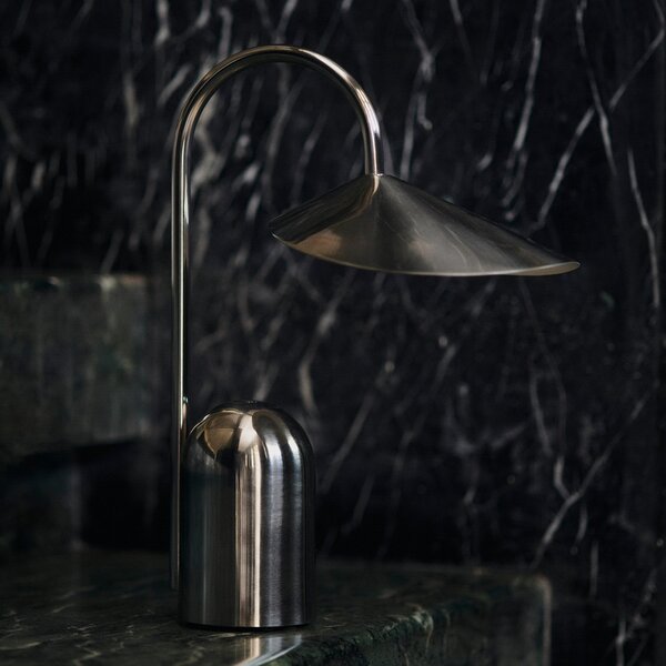 Lampă de masă ferm LIVING, Arum, reglabil, Metalic, Camera de zi, Oțel inoxidabil, Design