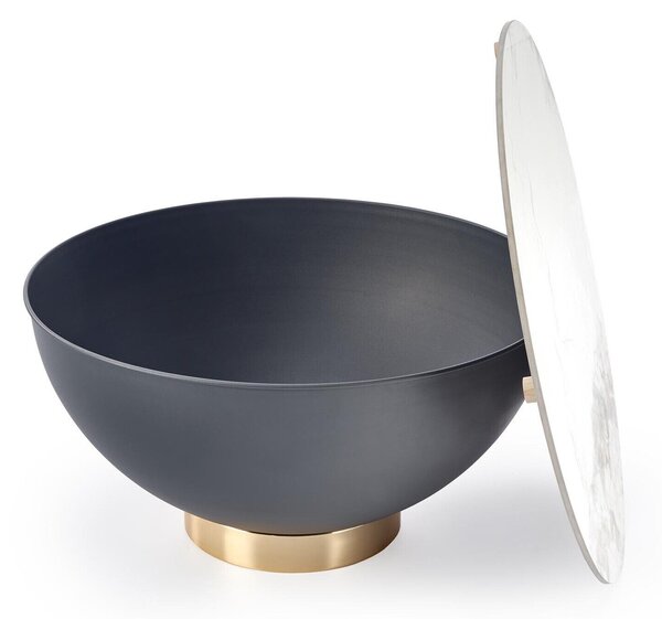 Măsuță de cafea Houston 1584, Marmură albă, Gri, Metal, 37cm, 21 kg