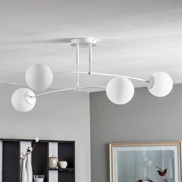 EMIBIG LIGHTING Plafonieră Pregos 4, 4 becuri, alb, reglabil, Alb, Hol, Metal, Modern