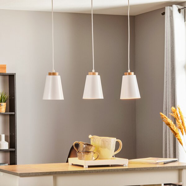 EMIBIG LIGHTING Lampă suspendată Bolero 3, 3 becuri, alb, reglabil, Alb, Camera de zi / sufragerie, Metal, Modern