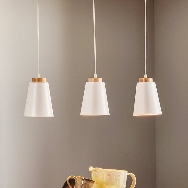 EMIBIG LIGHTING Lampă suspendată Bolero 3, 3 becuri, alb, reglabil, Alb, Camera de zi / sufragerie, Metal, Modern