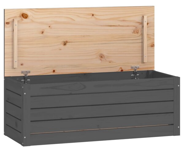 Cutie de depozitare, gri, 89x36,5x33 cm, lemn masiv de pin