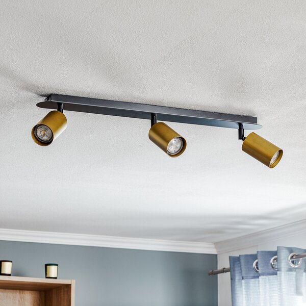 EMIBIG LIGHTING Spot de tavan Zen 3 cu spoturi, negru-auriu, reglabil, Negru, Camera de zi / sufragerie, Metal, Modern