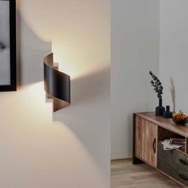 EMIBIG LIGHTING Aplică de perete Spiner negru, înălțime 30 cm, oțel, reglabil, Negru, Camera de zi / sufragerie, Metal, Modern